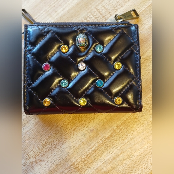 Kurt Geiger NWT Black Quilted Rhinestone Snap Wallet With Box - Picture 5 of 8